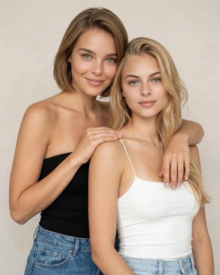 Сделать ИИ-фотосессию двух сестер