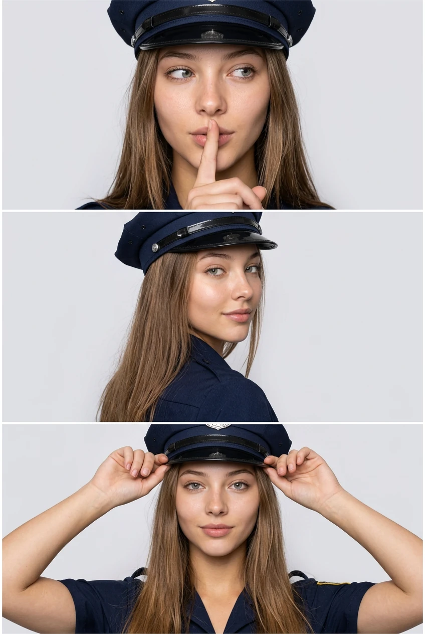 ИИ-фото в полицейской форме в формате фотоколлажа